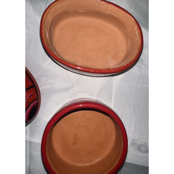 Talavera Pottery Trinket Box Dish w/ Lid Cozumel Mexican Handpainted Lot Of 2 - Picture 7 of 15